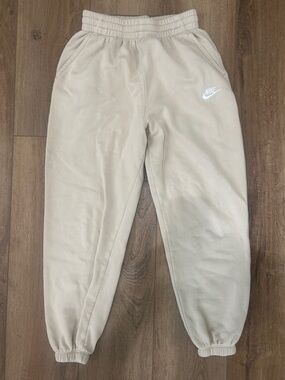 Nike Kids Beige Sweatpants with White Logo